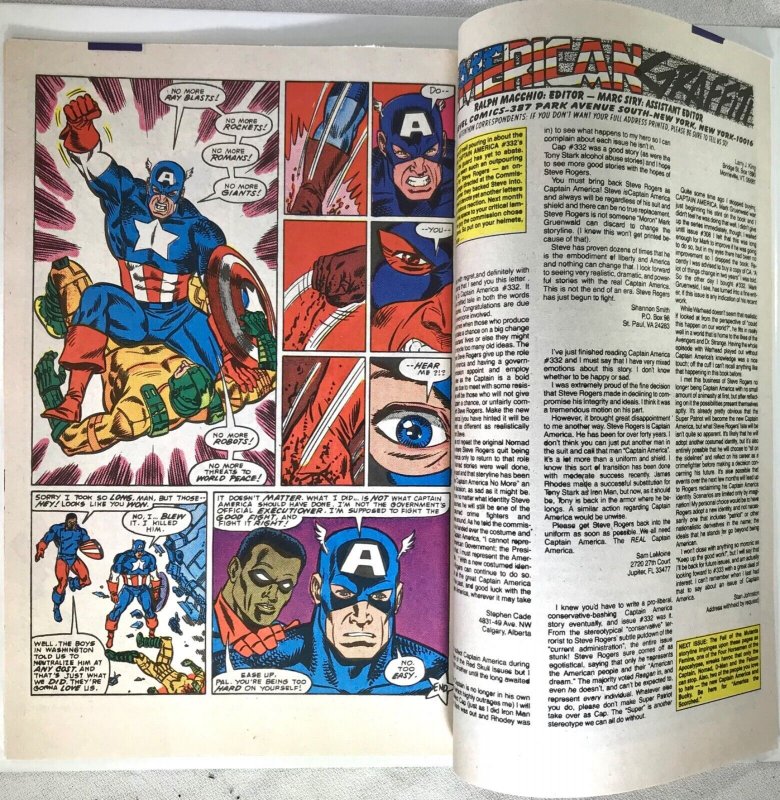 CAPTAIN AMERICA Comic # 338 — John Walker as Cap D-Man — 1988 Marvel Very Fine 