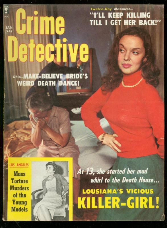 CRIME DETECTIVE JAN 1960-GAGGED GIRL COVER-DEATH HOUSE VF