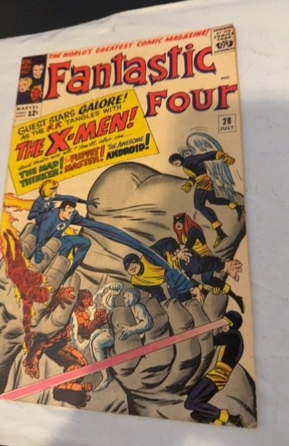Fantastic Four #28 (1964)X-men, puppet master, mad thinker -foxxing/staining