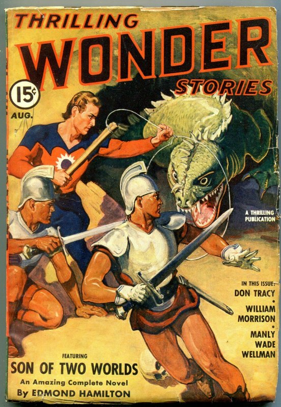 Thrilling Wondering Stories Pulp August 1941- Edmond Hamilton- Monster cover