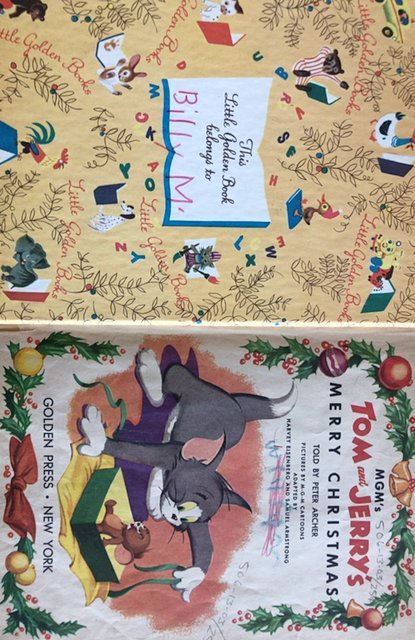 Tom and Jerry merry Christmas 1952, little golden book, GD/VG,color pencil name