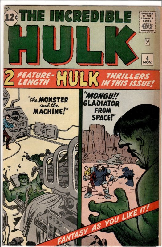 The Incredible Hulk #4 (1962) 1st Mongu! see description