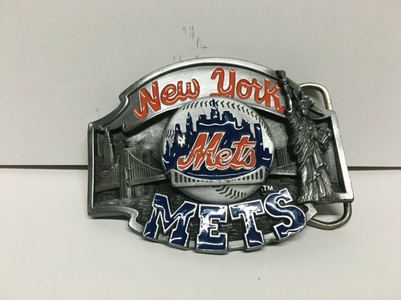 Lot of 2 NY METS Belt Buckles Both Approx. 3.5 wide x 2.5 tall. Ltd. Edition