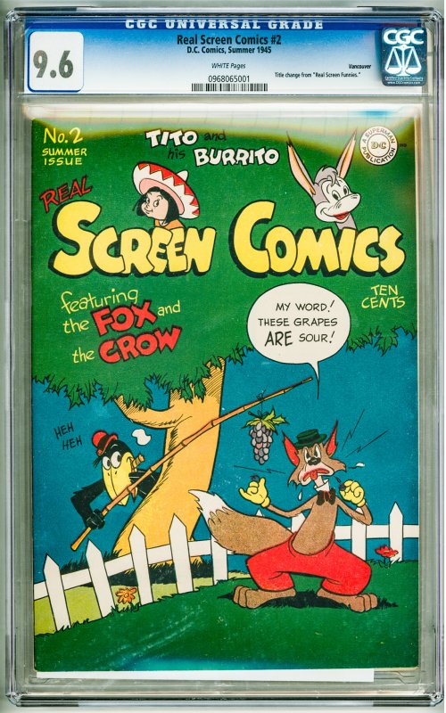 Real Screen Comics #2 (1945) CGC 9.6! Vancouver Copy! W Pages