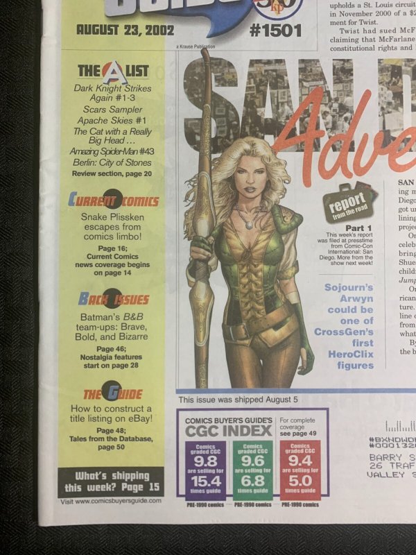 2002 COMICS BUYER'S GUIDE Magazine #1501 FN+ 6.5 Spider-Man / Todd McFarlane