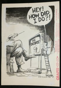 Televised Debate Chicago Sun Times Newspaper Gag 1984 art by Jack Higgins