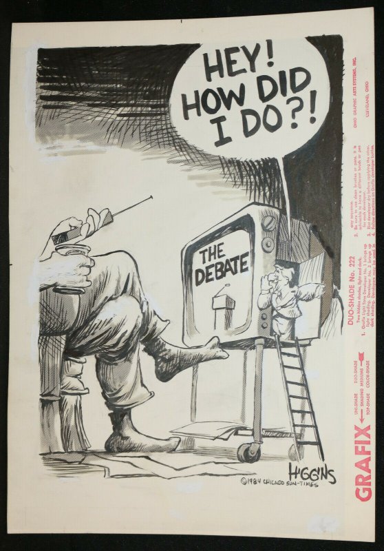 Televised Debate Chicago Sun Times Newspaper Gag 1984 art by Jack Higgins