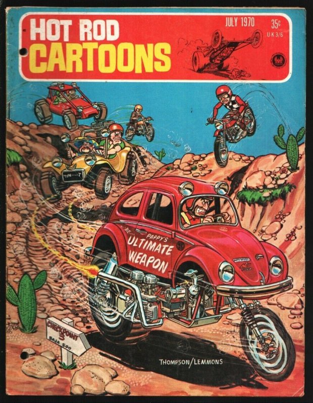 Hot Rod Cartoons #35 1970-Petersen-Race car & hot rod comics-2 binder holes i...