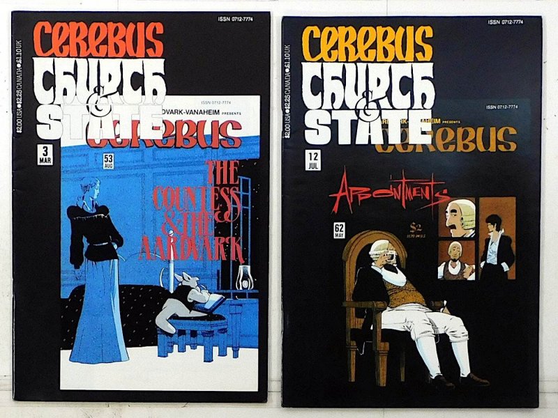Cerebus Church State Lot 2 #3, 12 1991 Aardvark-Vanaheim Reprints #53, 62 Comics