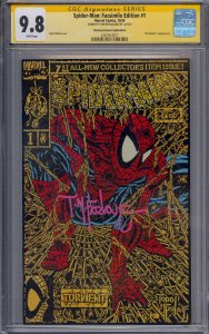 SPIDER-MAN FACSIMILE EDITION #1 CGC 9.8 SS SIGNED MCFARLANE SHATTERED GOLD 017