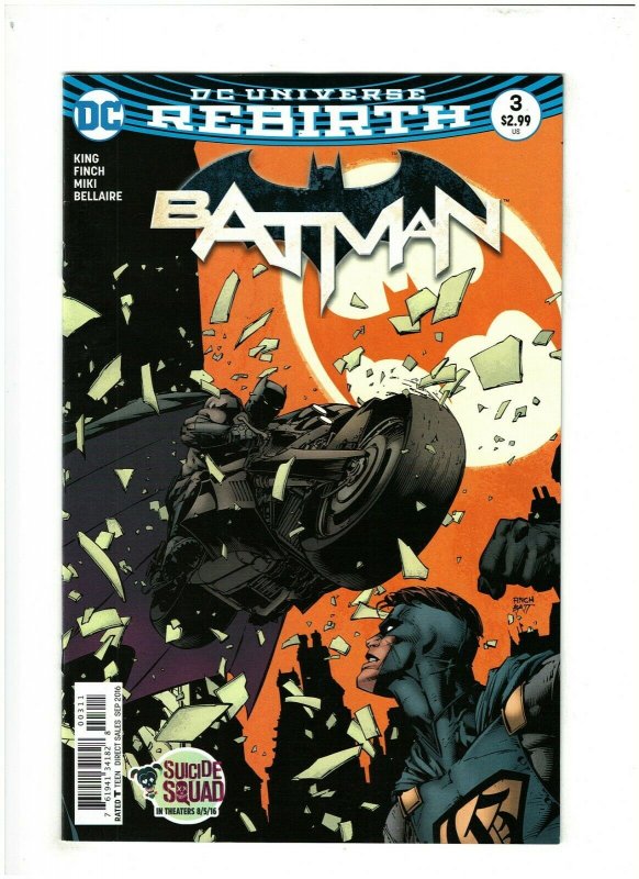 Batman #3 NM- 9.2 DC Comics Rebirth 2016 Finch Variant 