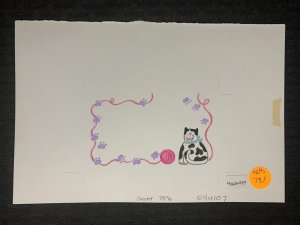 ADDRESS LABEL Cartoon Cat w/ Ball of Yarn Border 9x6 Greeting Card Art #94107