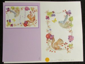 ADDRESS BOOK Beautiful Squirrel & Fruit 8x11 Greeting Card Art #5084 w/ 1 Card