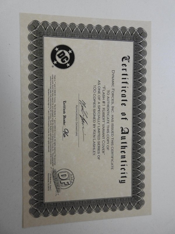 The Flash #1 Variant VF/NM Condition! Signed by Ken Lashley with cert!