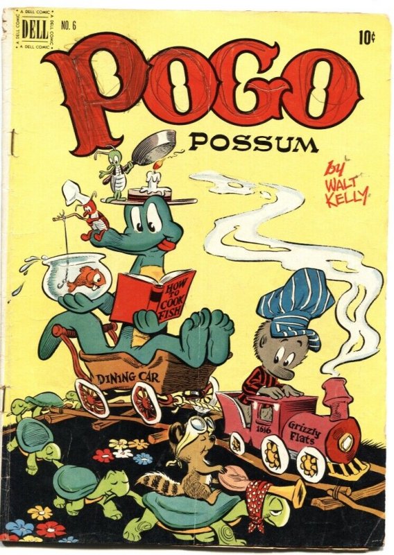 POGO POSSOM #6-1951-WALT KELLY ART-TRAIN & TURTLE COVER-DELL-10 CENT ISSUE