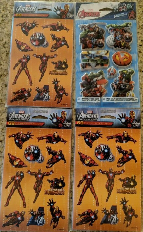 3X Packs 69 stickers Marvel The Armored Avenger Avengers & 14 Autocollants