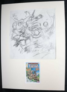 Tarzan 14 Cover Prelim - Tarzan Action vs. Apes - 1978 art by John Buscema