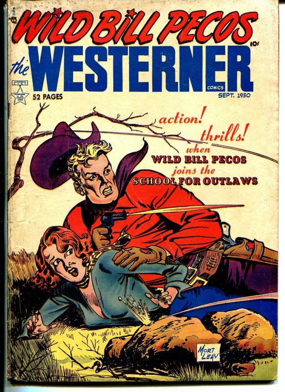 Wild Bill Pecos Westerner #28 1950-Mort Leav-headlights-Queen Cobra-bondage-VG