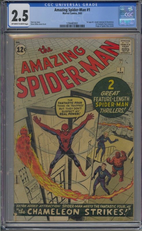 AMAZING SPIDER-MAN #1 CGC 2.5 1ST J JONAH JAMESON CHAMELEON  