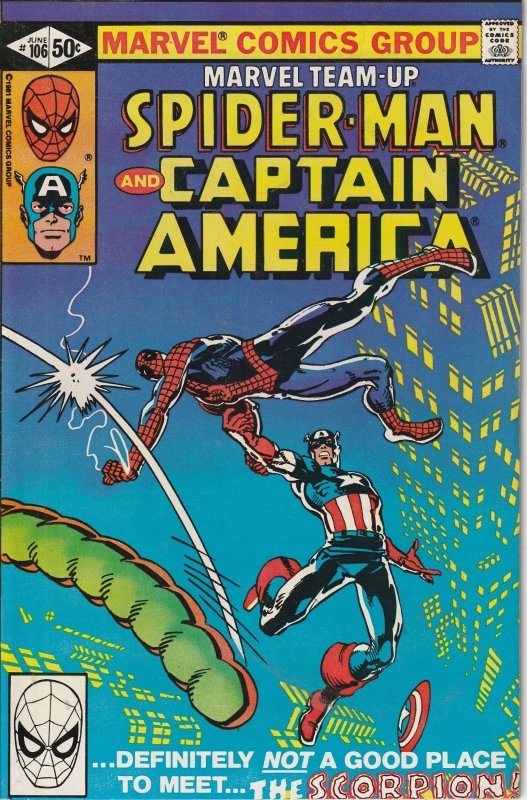 Marvel Team-Up #106 (1981) Spiderman and Captain America