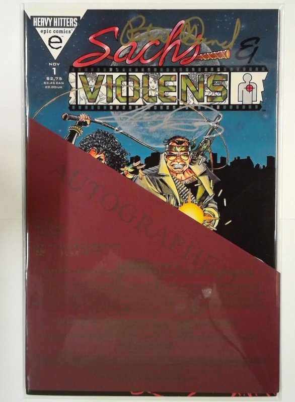 Sachs y Violens #1 Cubierta firmado Peter David George Perez Epic Comics 1993 