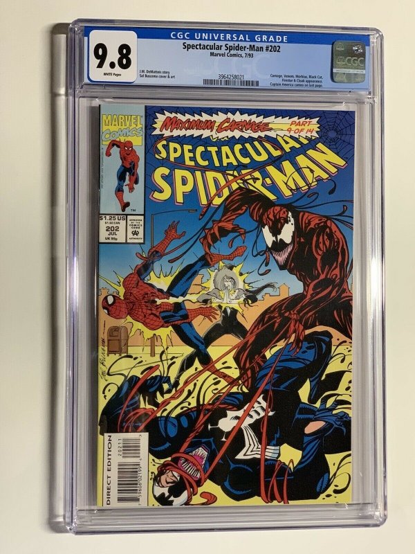 Spectacular Spider-man 202 cgc 9.8 wp marvel 1993 