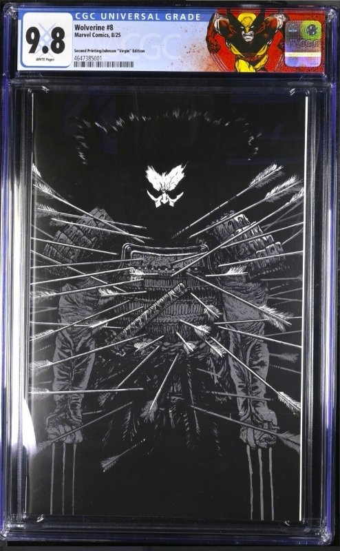 WOLVERINE 8 CGC 9.8 ? 2ND PRINT 1:25 DANIEL WARREN JOHNSON BLACK & WHITE VIRGIN