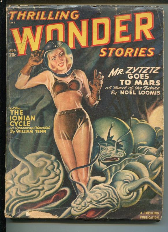 THRILLING WONDER STORIES 8/1948-EARLE BERGEY-RAY BRADBURY-PULP-fr/good