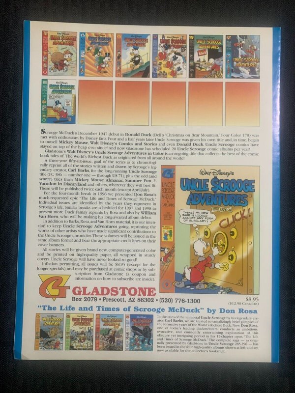1996 UNCLE SCROOGE ADVENTURES #8 FN+ 6.5 Gladstone SC VF 8.0