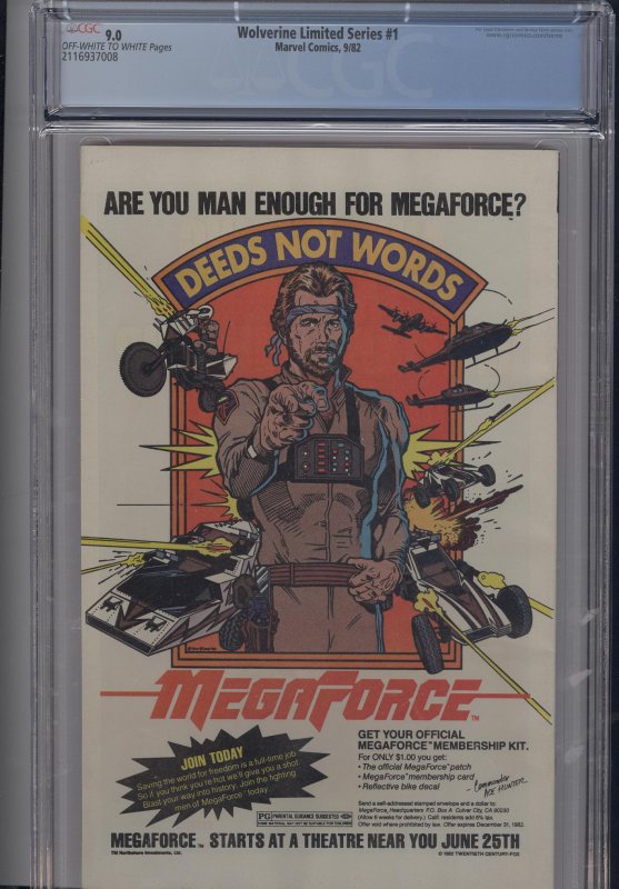 Wolverine #1 Limited Series  CGC 9.0   High Grade Very Sought After Book