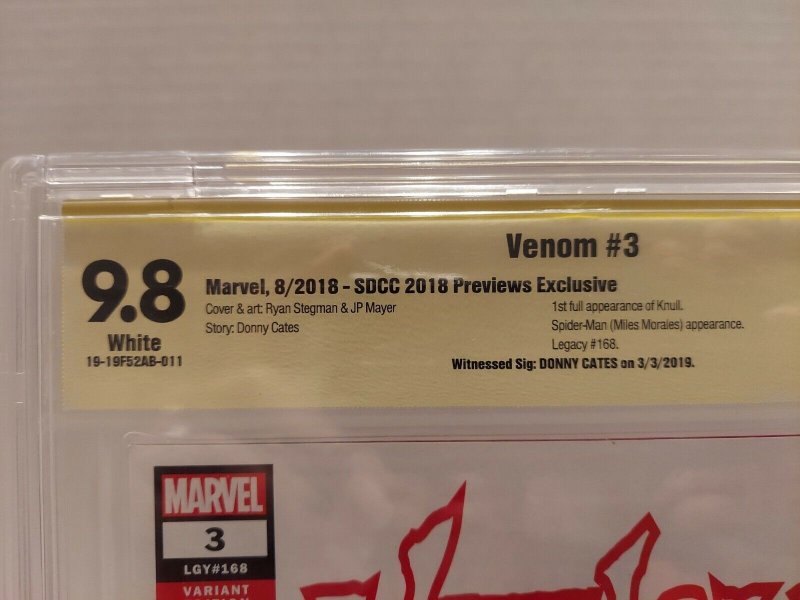Venom 3 CBCS 9.8 Signed Donny Cates 1st Appearance Knull SDCC LTD 4,000 ???