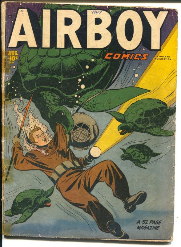 Airboy Vol 8 #7 1951-Hillman-turtle fight cover-Heap-FR