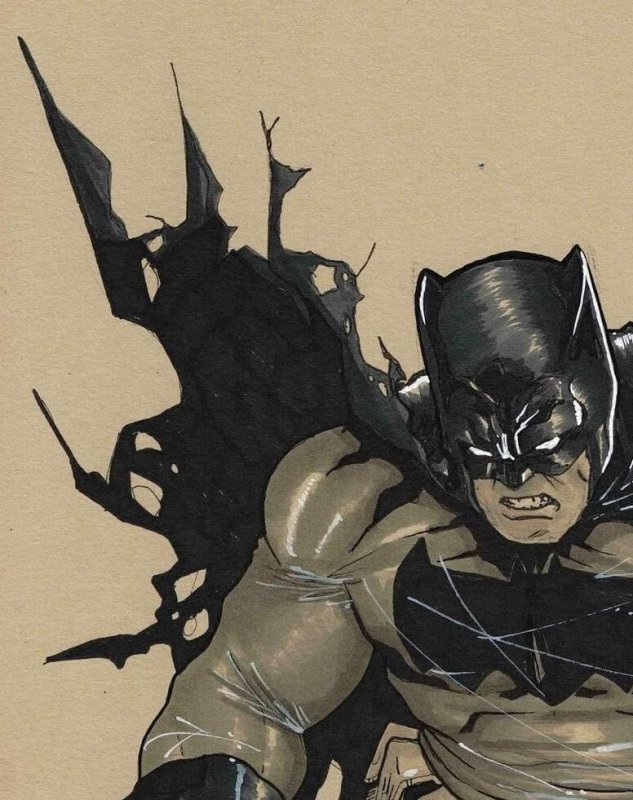 Batman Original Art by Sergio Dávila – Battle Worn DC A4 Size Signed Sketch