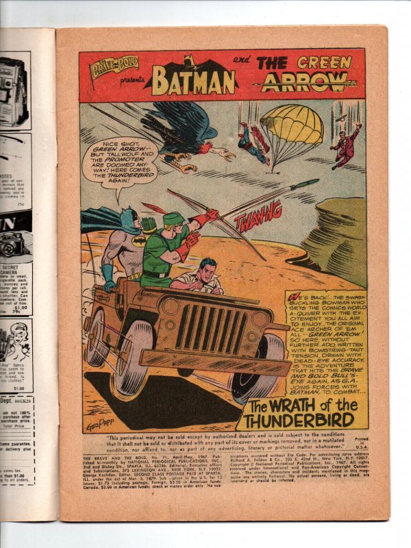 Brave and the Bold #71 - Batman - Green Arrow - 1967 - VG