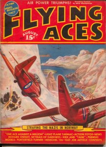 Flying Aces 8/1940-August Schomburg-Nazi Attack-Al McWilliams-hero pulp-VG