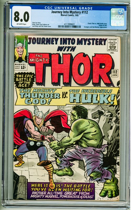 Journey into Mystery #112 (1965) CGC 8.0! OW Pages!