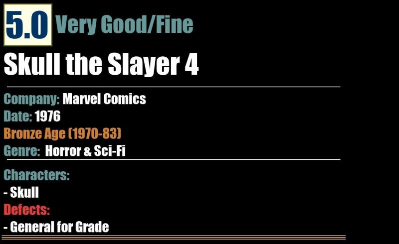 Skull the Slayer 4 (1976) VG/FN Bronze Age Marvel Comics