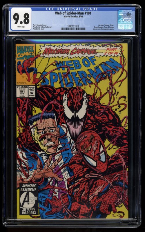 Web of Spider-Man #101 CGC NM/M 9.8 White Pages Maximum Carnage!