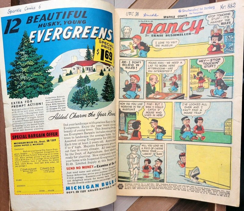 SPARKLE COMICS #4 GD/VG (1948) NANCY & SLUGGO | Pre-Code | Ernie Bushmiller