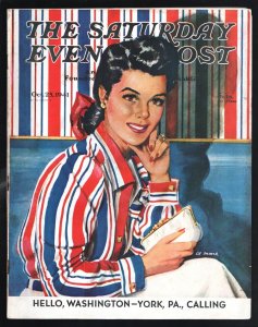 MAG: Saturday Evening Post 10/25/1941-Pin-up girl cover by Al Moore-Pontiac c...