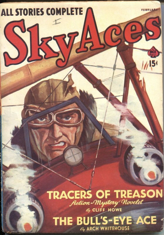 SKY ACES--FEB 1941--AIR WAR PULP FICTION-ARCH WHITEHOUSE--JOE ARCHIBALD-AVIATION