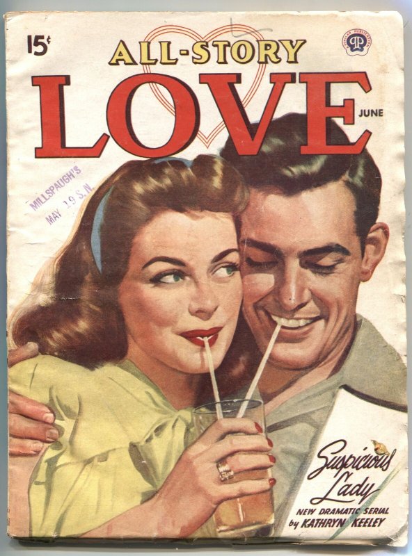 ALL-STORY LOVE   JUNE 1947-GOOD GIRL ART COVER-PULP FICTION--RARE