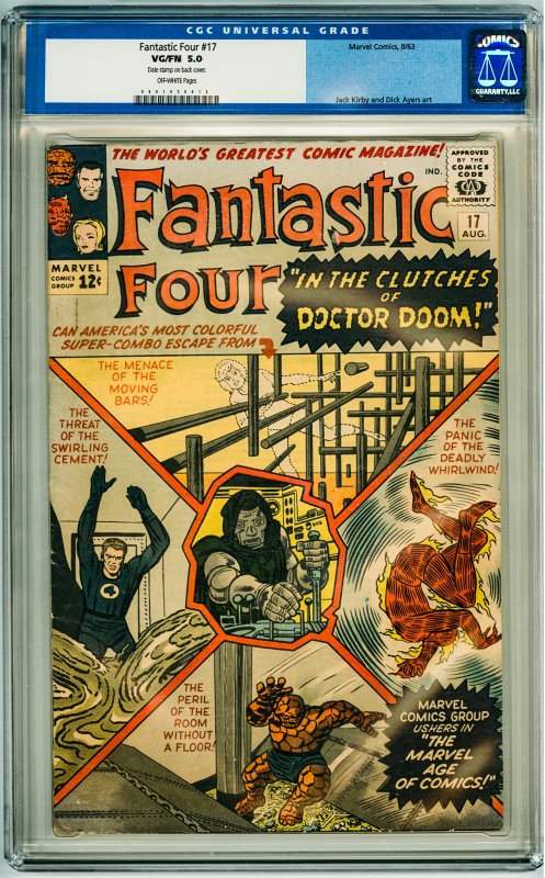 Fantastic Four #17 (1963) CGC 5.0! OW Pages! Date stamp on back cover