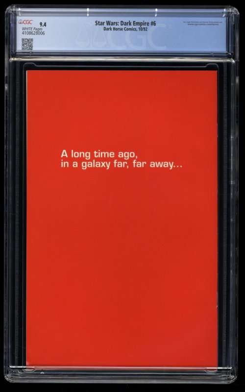Star Wars: Dark Empire #6 CGC NM 9.4 White Pages