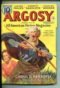 ARGOSY-11/26/1938-RED CIRCLE-BELARSKI COVER-MYSTERY-HORROR-vf