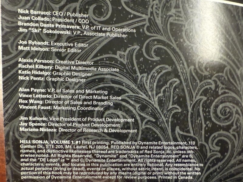 Hell Sonja # 1 NM 1st Print Variant Cover Dynamite Comic Book 1 J229