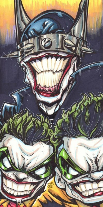 The Batman Who Laughs with Joker Robins Painted art by Michael Duron