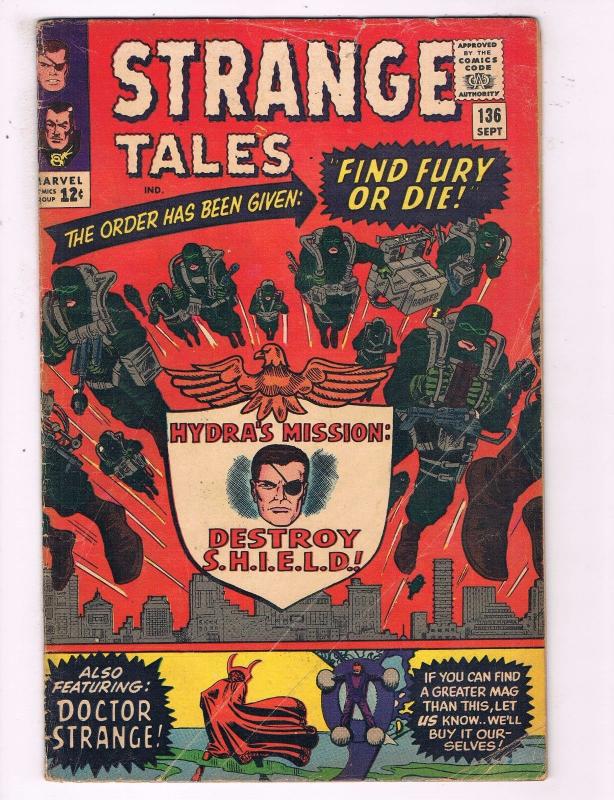 Strange Tales # 136 VG Marvel Silver Age Comic Book Dr. Strange Human Torch BN4