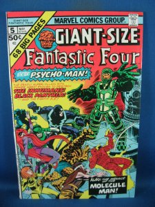 GIANT SIZE FANTASTIC FOUR 5 VF NM PSYCHO MAN BLACK PANTHER 1975