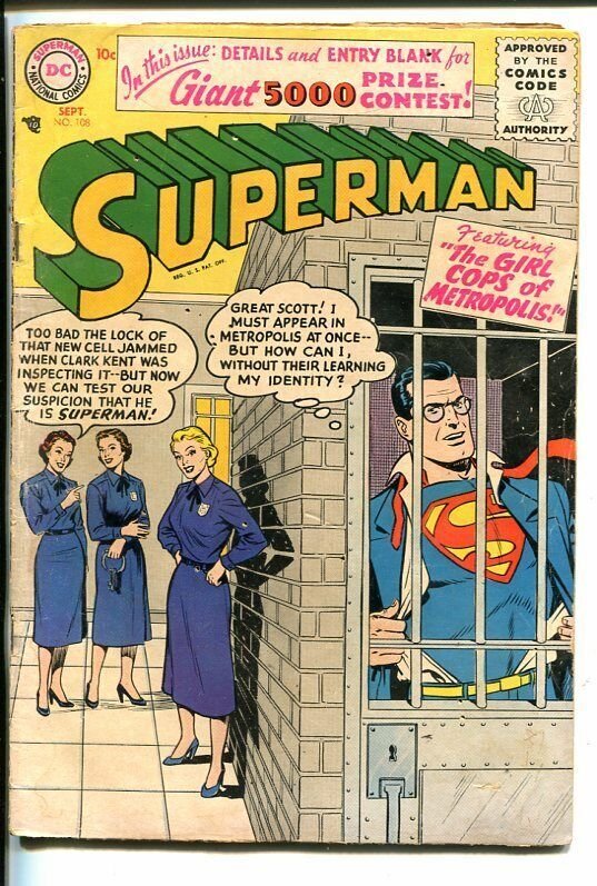 SUPERMAN-#108-SEPT 1956-RIP VAN SUPERMAN-BARGAIN COPY-fr/good